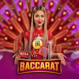 Mega Baccarat online game logo by Pragmatic Play on gambloriacasino.eu
